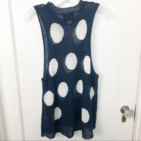 Wildfox Navy  Polka Dot Sleeveless Sweater Tank - Picture 4 of 5